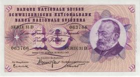 Schweiz / Switzerland P.45h 10 Franken 1963 (1-) 