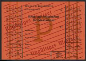 Oberschlesien Lebensmittelkarte 1942 (2) "Muster Zulagekarte für Schwerarbeiter" 
