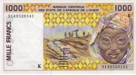 West-Afr.Staaten/West African States P.711Ka 1000 Francs 1991 (1) 