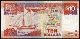 Singapur / Singapore P.20 10 Dollars (1988) (2) 