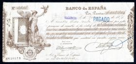 Spanien / Spain Banco de Espana Dekorativer Scheck 1890 (3+) 