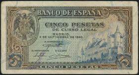 Spanien / Spain P.123 5 Pesetas 1940 (3) 