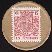 Spanien / Spain P.096R 15 Centimos (1938) (1) Wappenserie 