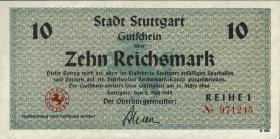 Notgeld Stadt Stuttgart 10 Reichsmark 1.5.1945 (1) 