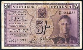 Süd Rhodesien / Southern Rhodesia P.08b 5 Shillings 1948 (3) 