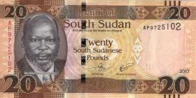 Süd Sudan / South Sudan P.13c 20 South Sudanese Pounds 2017 (1) 