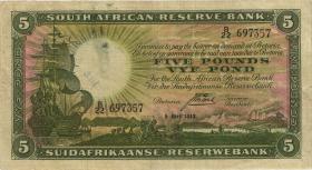 Südafrika / South Africa P.086b 5 Pounds 1943 (3-) 