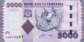 Tansania / Tanzania P.43a 5000 Shillings (2010) Nashorn (1) 