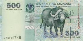 Tansania / Tanzania P.35 500 Shillings (2003) Büffel (1) 