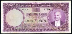 Türkei / Turkey P.172a 1000 Lira 1930 (1953) (3) 