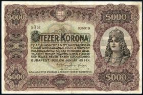 Ungarn / Hungary P.067 5000 Kronen 1920 (3/3+) 