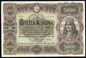 Ungarn / Hungary P.067 5000 Kronen 1920 (3+) 