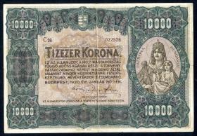 Ungarn / Hungary P.068 10.000 Kronen 1920 (3) 