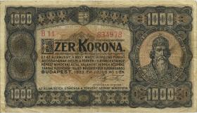 Ungarn / Hungary P.075a 1000 Kronen 1923 (3) 