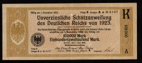 102.000 Mark Schatzanweisung 1923 (1-) 
