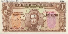Uruguay P.035bs 1 Pesos L. 1939 Specimen (1-) Cancelled 