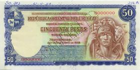 Uruguay P.038as 50 Pesos L. 1939 Specimen (2) Cancelled 