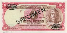 Uruguay P.039cs 100 Pesos L. 1939 Specimen (1-) 