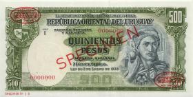 Uruguay P.040cs 500 Pesos L. 1939 (2) Specimen 