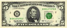 USA / United States P.498 5 Dollars 1995 B (1) 
