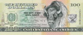 USA State Dollar - 100 Dollars (2022) North Dakota - Bison (1) 