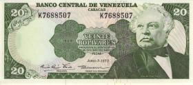 Venezuela P.053b 20 Bolivares 1977 (1) 