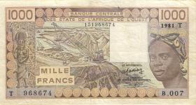 West-Afr.Staaten/West African States P.807Tb 1000 Francs 1981 (3-) 