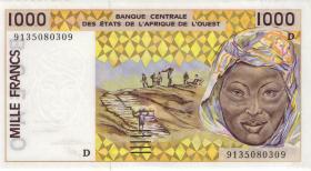 West-Afr.Staaten/West African States P.411Da 1000 Francs 1991 (1) 