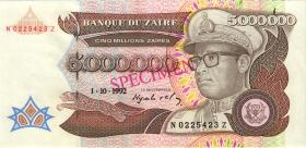 Zaire P.46s 5.000.000 Zaires 1992 Specimen (1) 