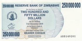 Zimbabwe P.059 250.000.000 Dollars 2008 (1) 