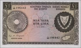 Zypern / Cyprus P.43b 1 Pound 1974 (1) 