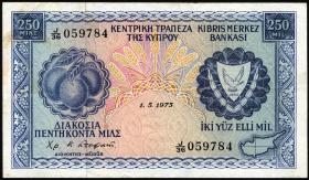 Zypern / Cyprus P.41b 250 Mils 1973 (3) 