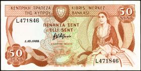 Zypern / Cyprus P.52 50 Cents 1988 (2) 