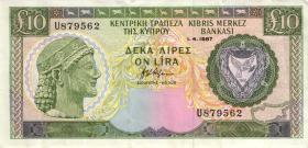 Zypern / Cyprus P.51 10 Pounds 1987 (3+) 