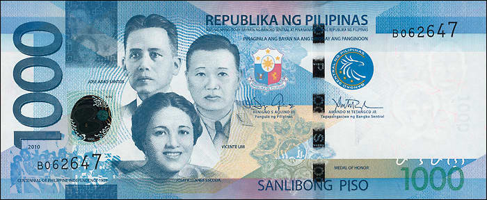 Philippinen / Philippines P.211a 1000 Piso 2010 (1) 