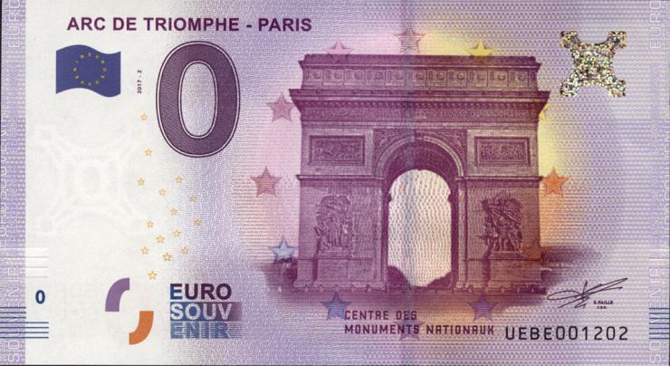 0 Euro Souvenir Schein Paris - Arc de Triomphe (1) 