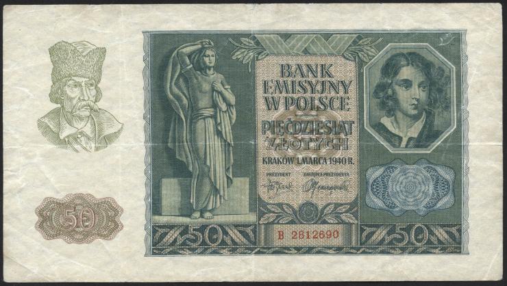 R.576: Generalgouv. Polen 50 Zloty 1940 (3) 