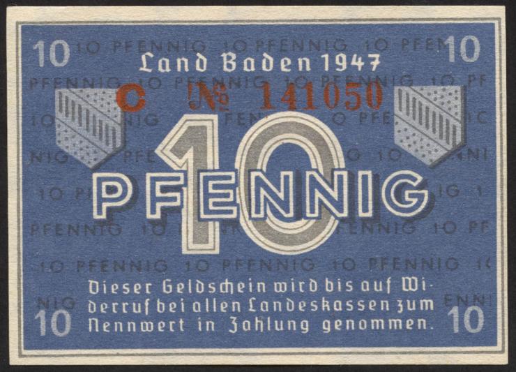 R.209d: Baden 10 Pfennig 1947 (1-) 