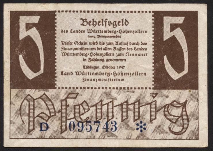 R.214b: Württemberg 5 Pf. 1947 (3) 