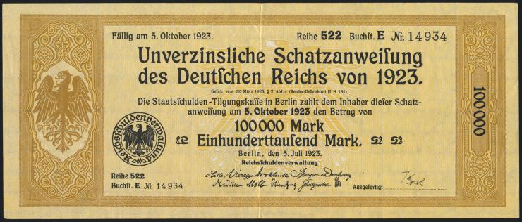 100.000 Mark Schatzanweisung 1923 (2) 