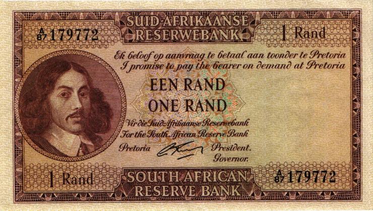 Südafrika / South Africa P.103b 1 Rand (1962-65) (Afrikaans) (2+) 