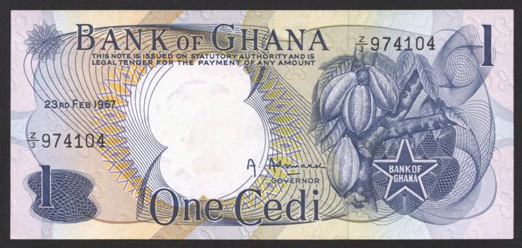 Ghana P.10a 1 Cedi 1967 (1) 