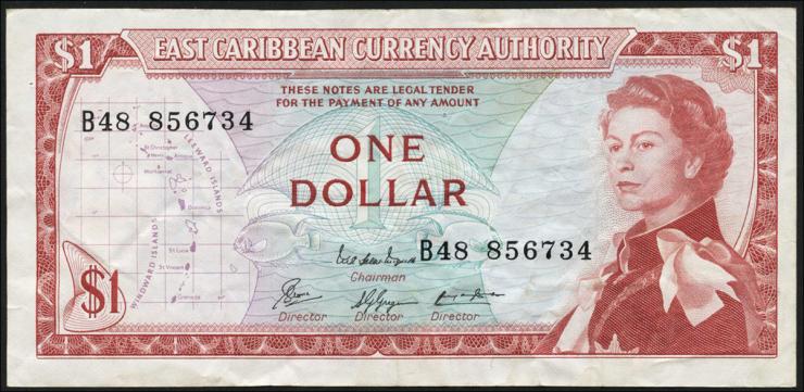 Ost Karibik / East Caribbean P.13e 1 Dollar (1965) (3) 