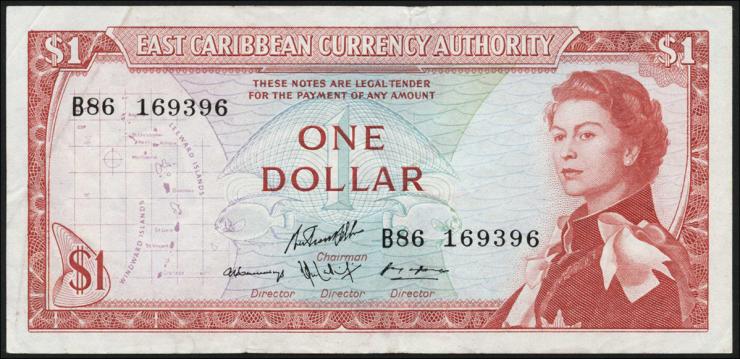 Ost Karibik / East Caribbean P.13g 1 Dollar (1965) (3) 