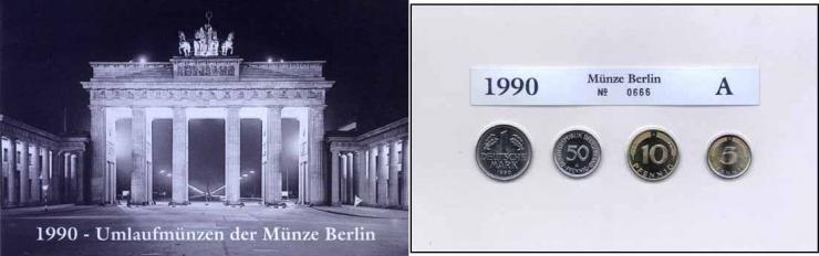 offizieller Münzsatz 1990 A der Staatl. Münze Berlin 