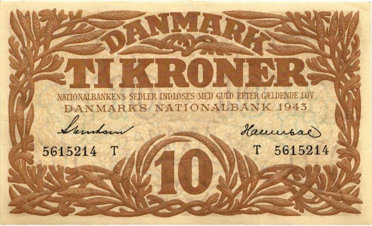 Dänemark / Denmark P.31n 10 Kroner 1943 T (2) 