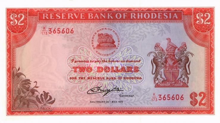 Rhodesien / Rhodesia P.39b 2 Dollars 24.5.1979 (1) 
