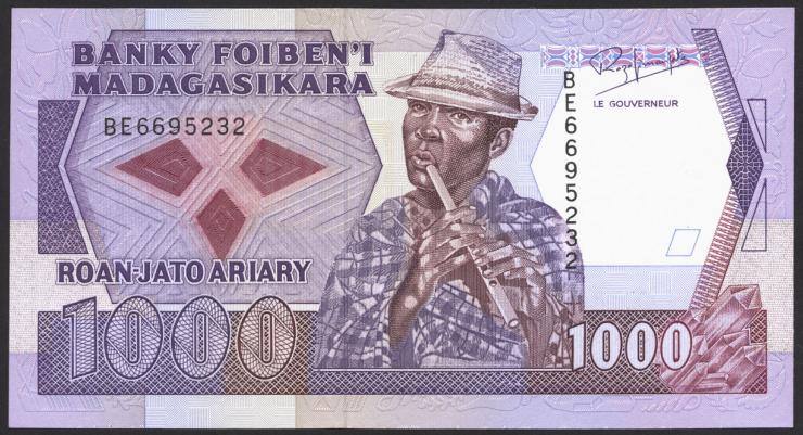 Madagaskar P.072b 1000 Francs = 200 Ariary (1988-93) (1) 