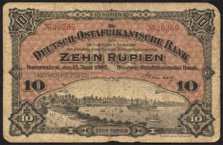 R.901: Deutsch-Ostafrika 10 Rupien 1905 No. 29269 (4) 