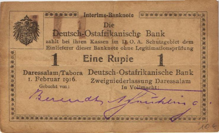 R.928a: Deutsch-Ostafrika 1 Rupie 1916 (3) 